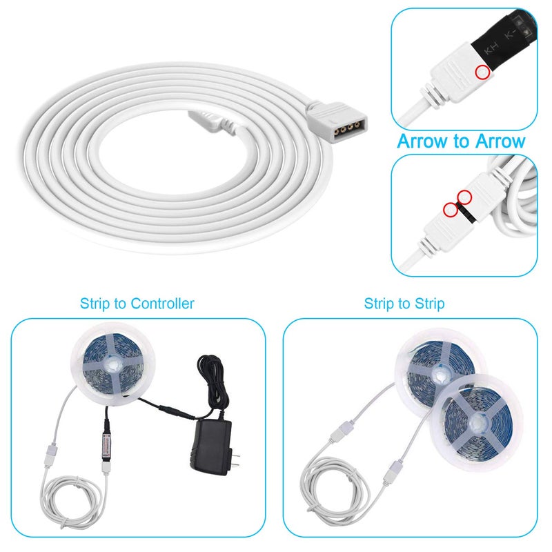 iCreating 5050 4Pin LED Strip Connector Kit 10mm RGB 4 Pin LED Connector Accessories Kit Include L LED Connectors for Strip Lights, 4-pin LED Light Strip Connectors with Wire, LED Extension Cable - Image 3